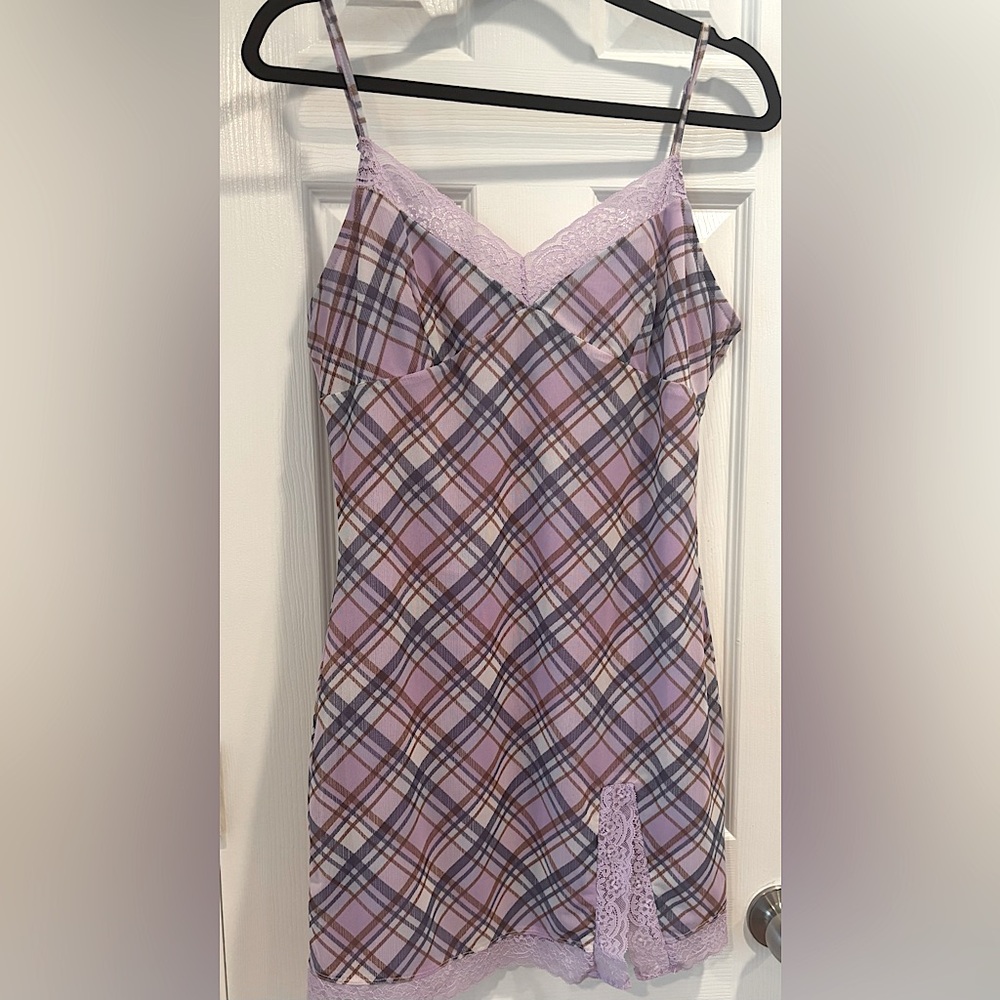 Forever 21 Plaid Purple Slip Dress
